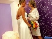 Bukkake lesbian brides cum covered