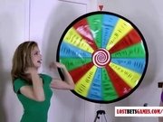 3 very pretty girls play a game of strip spin the wheel