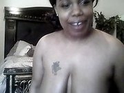 Ebony BBW Webcam Freak Sucking On Her Own Tits