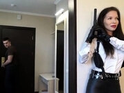 Femdom fetish mistresses fuck bdsm loser with strapon