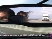 'Big Tit Brunette Rides Half Naked In My Car'