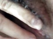 My wife jerks off her hairy pussy in the shower
