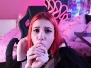 'ENG SUB JOI Dirty talking seduces you with a blowjob and squirts after a dildo ride'