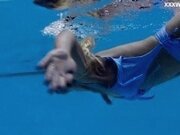 'Russian pornstar Emily Ross swims and strips for you'