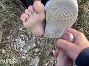 'Outdoor Fuck and Shoejob on Risky place ( Huge Cumshot on my Air Force Nikes )'