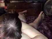 'Mature wife giving some Christmas head and showing and swallowing cum'
