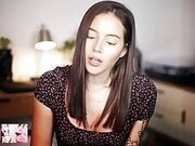 Sexy Internet Goddess Effy seduces you with her infarct body in a black dress with flowers