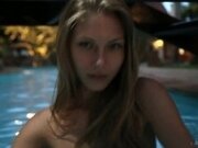 'Naked Nymph! Bubble Butt Beauty Anjelica Gets In The Pool Already Wet!'