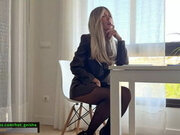 Boss Fucked Me with Big Dick Through Pantyhose on Work Desk