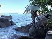 voyeur spy, nude couple having sex on public beach - projects