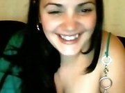 Joyful BBW brunette hottie plays with her privates on webcam