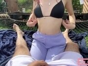 'My girlfriend cum while we fuck in a camping full of nature'