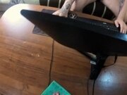 'StepSister Stuck Under the Table and Guy Sensual Fucking - Cum Inside'
