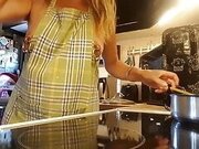 nippleringlover naked kinky mom cooking - sexy panties - extreme pierced nipples