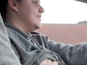'Playing and sucking wife's tits on car ride '