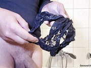 Stole my wife's panties, peed on them and wanked on them. piss play