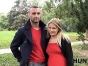 'HUNT4K. Pregnant belle for money has sex with stranger near her hubby'