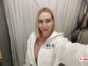 Peeking Into the Dressing Room - Hot Girl Tries on Lingerie Just for You. Big Boobs  - Mirror Selfie Dressing Room Show