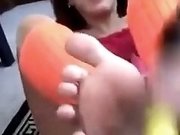 Me and my GF get naughty in front of a cam in lesbian foot fetish vid