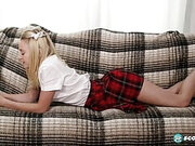 Schoolgirl Kenzie Kai Flashes Her Flat Chest and Cums for