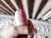 Masturbation outdoor. Jerking off hanjob huge cumshot