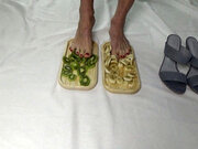 I trample the fruit with my feet. Lick My Legs
