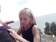 Blonde Deepthroat and Doggystyle Fuck on the Hood of the Car