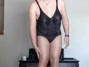 Vicki the exhibitionist in foundation wear and shiny pantyhose