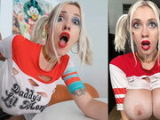 Big Tits Harley Quinn Deepthroat, Fucks Roughly until a Big Cum on Her Face -...