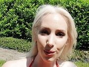 German girl masturbates outdoors in public