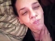 Shooting  my cum on my wife's face making her look sexy