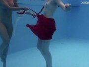 'Big tits and small tits Russian pornstars in the pool'