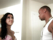 Interracial video with Kimberly Gates with hair on her pussy