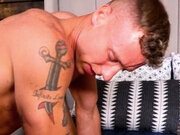 Jizzed blond stud assfucked by inked BF