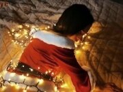 'Christmas sexy santa gives a present: blowjob, footjob and cum on face'