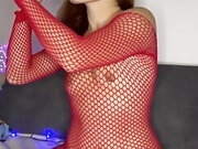 Hot BLOWJOB IN FISHNETS WITH BIG DILDO