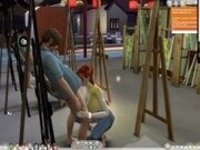 'The Sims 4:6 people having intense sex on an easel'