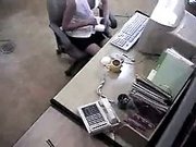 I caught my naughty secretary diddling her muff at the work place