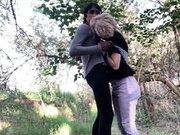 Publicsex amateur fucked outdoors by a stranger for cash