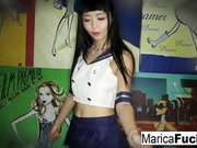 Strips off Her Costume and Plays with Herself