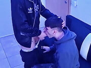 Scally Boy Uses His Gay Bitch's Mouth to Empty His Balls and Shot His Load All Over His Face