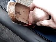 Mature feet tickling in car