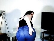 Milf in tight jeans teasing + stripping