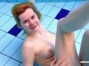 "Big tits teen Lucie in the pool"
