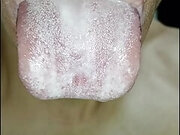 Cum in my mouth, play with your cum, and swallow it, sexy, femboy, trans, gay naughty, tongue, sloopy, six pack, fitness teen