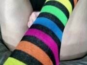 'Cute Hippie Chick Wearing Only Thigh High Socks and Butt Plug Cums Back to Back in Your Face'