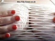 Big natural boobs fishnet body stocking Mrs Tilly Grace