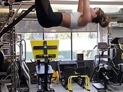 Kate Beckinsale working out upside down