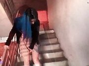 Blue green haired blowjob