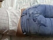 My young lover can't resist anymore and she cums on my ass with my jeans on